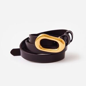 Frame Denim Brown Leather Petite Organic Shape Belt